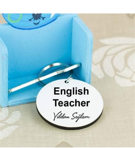 English Teacher Siyah Tasarım Anahtarlık